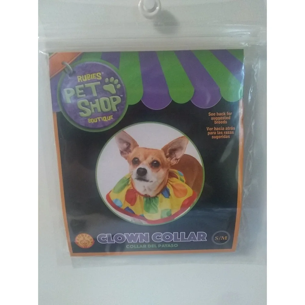 NEW Clown Collar Costume Sz S/M Yellow With Multicolor Polka Dots‎ READ